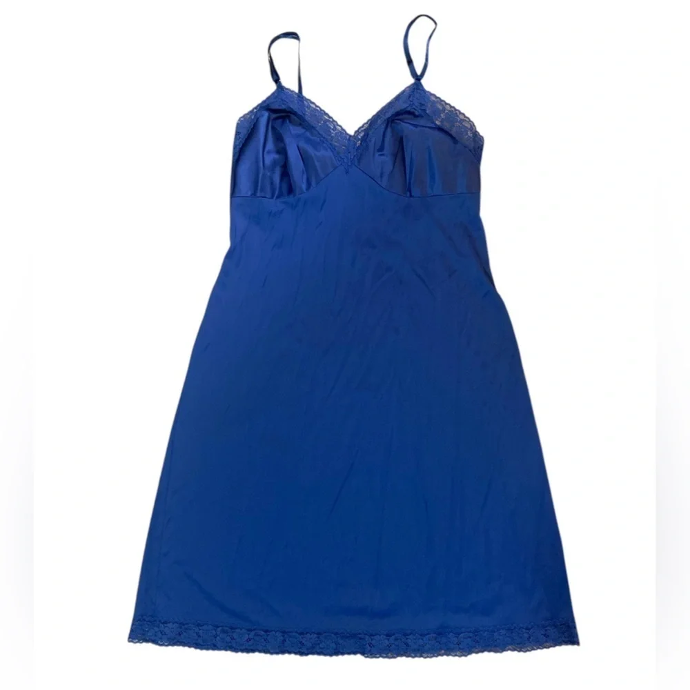 Vintage Blue Nylon Slip Dress - Picture 10 of 11